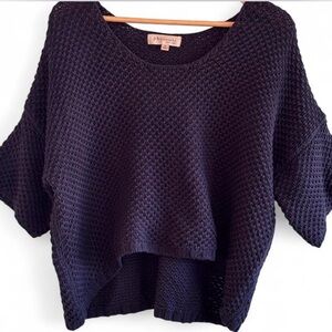 Philosophy Navy Chunky‎ Scoop-Neck Cropped Sweater M